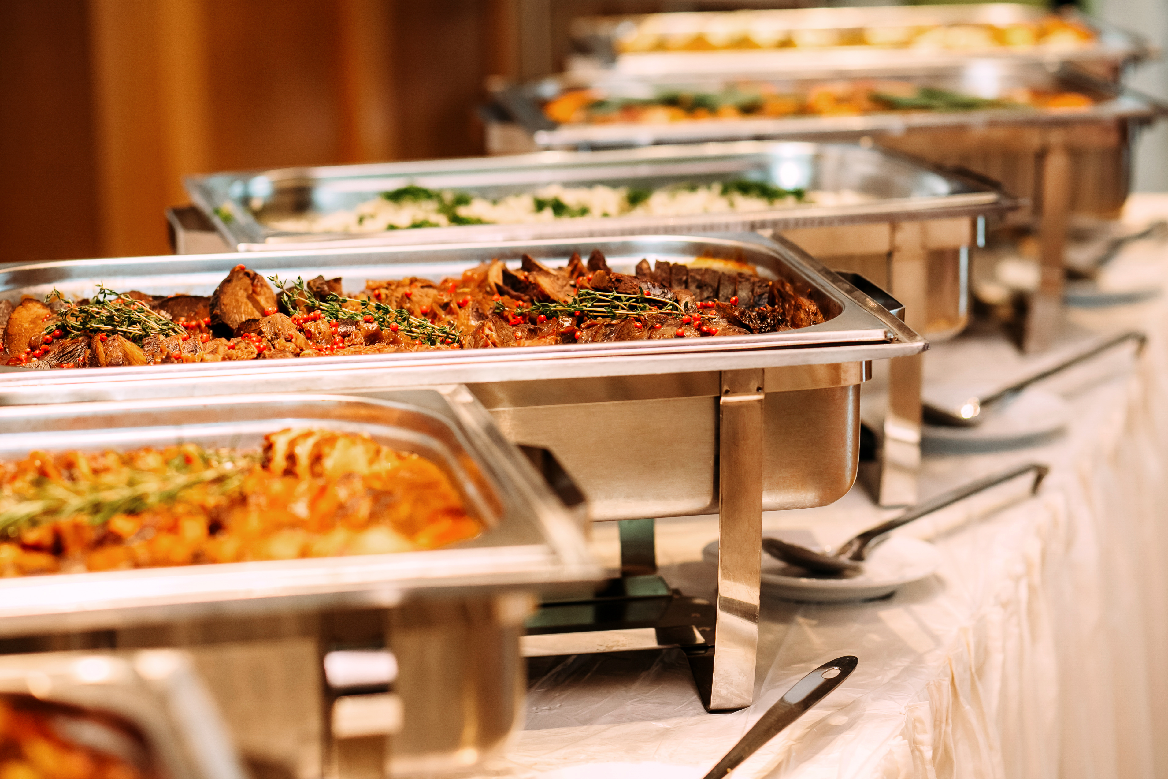 Buffet service composed for celebration