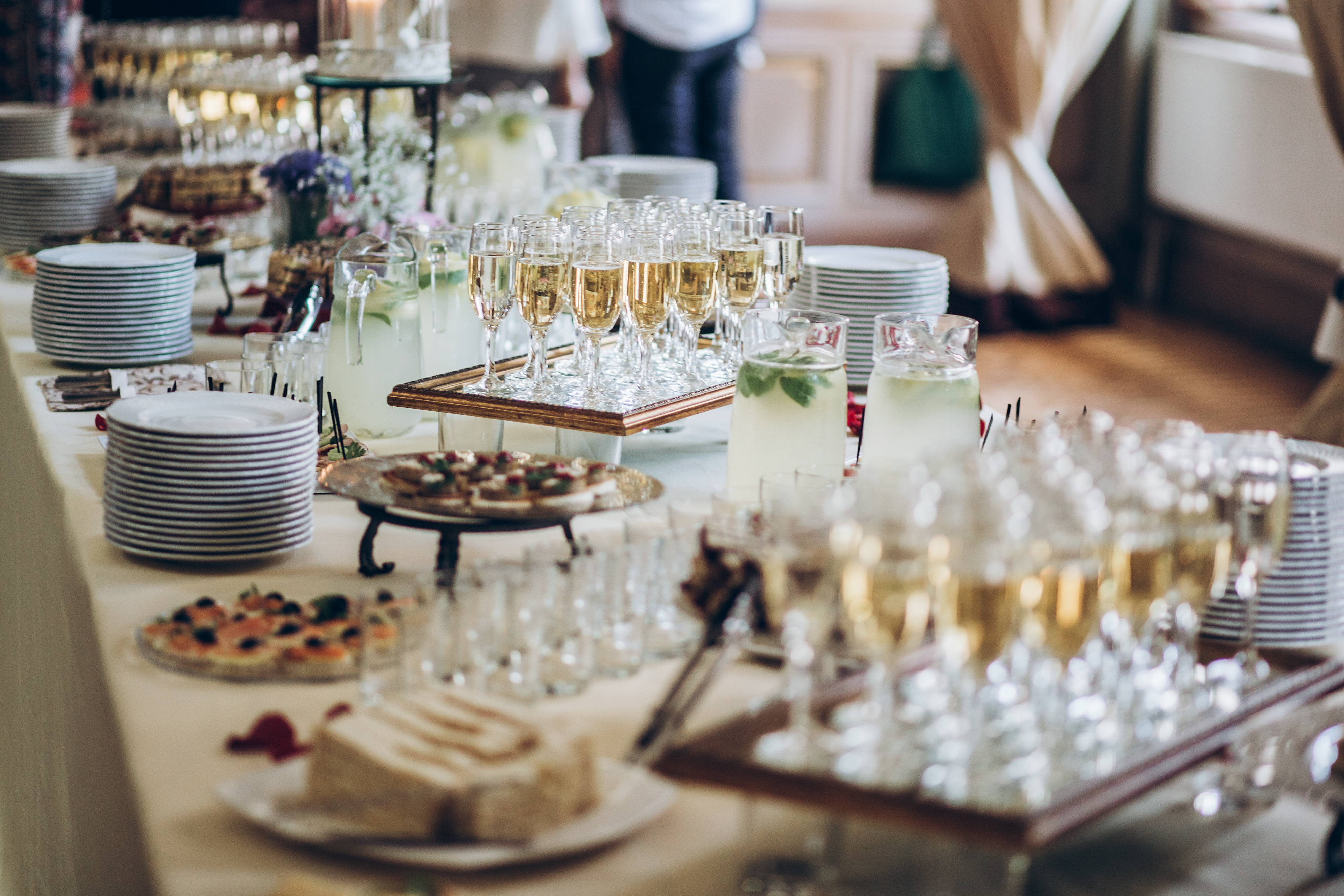 Elegant catering and cocktail setup